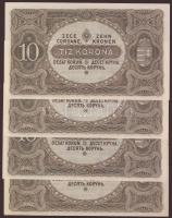 1920. 10K (4x) egymásutáni, ill. kevés ugrású sorszámokkal T:I,I-