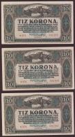 1920. 10K (3x) kevés ugrású sorszámokkal T:I,I-
