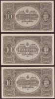 1920. 10K (3x) kevés ugrású sorszámokkal T:I,I-