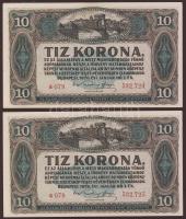 1920. 10K (2x) egymásutáni sorszámokkal T:I,I-