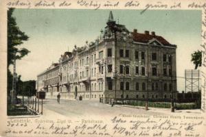 Temesvár, Timisoara; Gyárváros, Liget út villamossal. Uhrmann Henrik kiadása / street view with tram