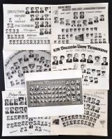 1960-1970 Vegyes tablófotó tétel, 7 db: Bolyai János Fonó-Szövő és Hurkoló Ipari Technikum, K.I.M. Dolgozók Üzemi Technikuma KELTEX Fonó-Szővő Tagozat, D.I.V.A. Faipari Technikum, 24x30 cm.