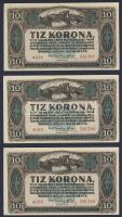 1920. 10K (3x) egymásutáni sorszámokkal T:I,I-