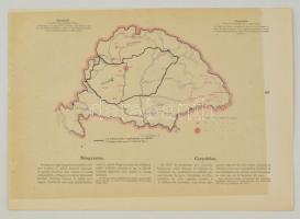 cca 1920 Bőrgyárak Magyarországon 1913-ban, a Magyarország gazdasági térképekben kiadványból, magyar és francia magyarázó szöveggel, a trianoni határok feltüntetésével, 26,5×37,5 cm