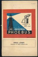 Original Phoebus / Ardó József Budapest, benzinlámpa, kihajtható ismertető füzet