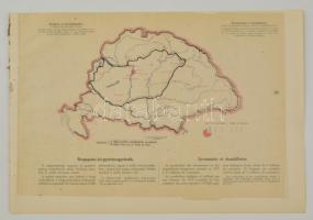 cca 1920 Szappan- és gyertyagyárak Magyarországon 1913-ban, a Magyarország gazdasági térképekben kiadványból, magyar és francia magyarázó szöveggel, a trianoni határok feltüntetésével, 26,5×37,5 cm