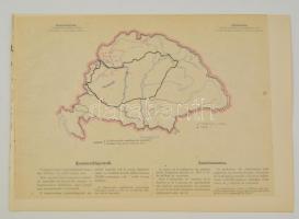 cca 1920 Keményítőgyárak Magyarországon 1913-ban, a Magyarország gazdasági térképekben kiadványból, magyar és francia magyarázó szöveggel, a trianoni határok feltüntetésével, 26,5×37,5 cm