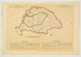 cca 1920 Cukorrépa Magyarországon 1913-ban, a Magyarország gazdasági térképekben kiadványból, magyar és francia magyarázó szöveggel, a trianoni határok feltüntetésével, 26,5×37,5 cm