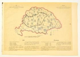 cca 1920 Juhállomány megyénként 1917-ben, a Magyarország gazdasági térképekben kiadványból, magyar és francia magyarázó szöveggel, a trianoni határok feltüntetésével, 26,5×37,5 cm