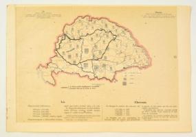 cca 1920 Lóállomány megyénként 1917-ben, a Magyarország gazdasági térképekben kiadványból, magyar és francia magyarázó szöveggel, a trianoni határok feltüntetésével, 26,5×37,5 cm