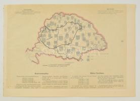 cca 1920 Szarvasmarhaállomány megyénként 1917-ben, a Magyarország gazdasági térképekben kiadványból, magyar és francia magyarázó szöveggel, a trianoni határok feltüntetésével, 26,5×37,5 cm