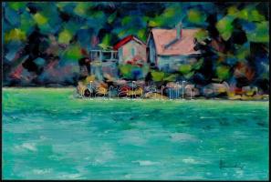 Olvashatatlan jelzéssel: Lagúna ház. Olaj, farost, 20x30 cm