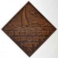 1940. "Balatonkenesei Sporthét / Székesfővárosi Tenisz Bajnokság 1940" Br plakett. Szign.: Szilas (51,97g/67x67mm) T:2 / Hungary 1940. "Sportsweek at Balatonkenese / Capitol Tennis Championship 1940" Br plaque. Sign.: Szilas (51,97g/67x67mm) C:XF