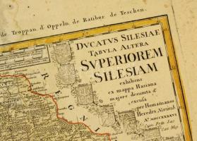 1746 Felső Szilézia térképe. Ducatus Silesiae Tabula Altera Superiorem Silesiam exhibens ex mappa Ha...
