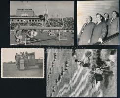 cca 1960-1970 4 db különféle fotó: Kádár metróátadáson, Népstadion, stb., egy részük hátulján feliratozva, különböző méretben