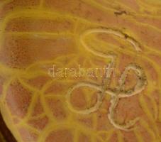 Gorka Lívia (1925-2011): Fekete-sárga csíkos fali kaspó, festett, mázas kerámia, jelzett, hibátlan, ...