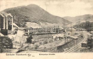 Tiszolc, Tisovec; Kötélpálya állomás a vasgyárban. Morvay Sámuel kiadása / iron factory, cableway station