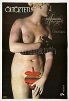 cca 1980 Káldor Katalin (1948-): Aranypók kötöttáru reklámplakát, hajtott,apró szakadással, 80x56 cm
