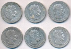 Ausztria 1894-1895. 1K Ag "Ferenc József" (6x) T:2,2-
Austria 1894-1895. 1 Corona Ag &quo...