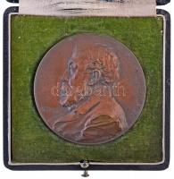 1897. "Szilágyi Sándor történész, az MTA rendes tagja születésének 70. évfordulójára" Br emlékérem, eredeti dísztokban. "ALEXANDER SZILÁGYI - AET. LXX / RERVM. HVNGARICARVM. AC. TRANSSYLVANICARVM. INDAGATORI. INDEFESSO. 1897 - K.B. - BÁTHORY BETHLEN RÁKÓCZY" Szign.: Anton Scharff (82,2g/57mm) T:2  / Hungary 1897. "Alexander Szilágyi" commemorative Br medallion in original case. Sign.: Anton Scharff (82,2g/57mm) C:XF  Hauser: 7914.