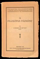 Gerencsér István: A filozófus Pázmány. Palaestra Calasanctiana. Bp., 1937, Élet Irodalmi és Nyomda Rt. Kiadói papírkötés, kissé szakadozott borítóval, de egyébként jó állapotban.