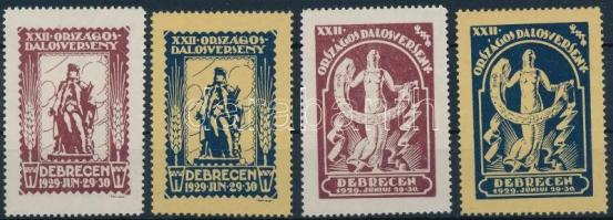 1929 XXII. Országos Dalverseny Debrecen 4 db levélzáró