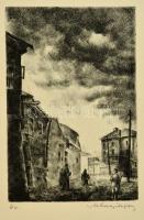Tihanyi János Lajos (1892-1957): Utca részlet. Rézkarc, papír, jelzett, 21,5×14,5 cm