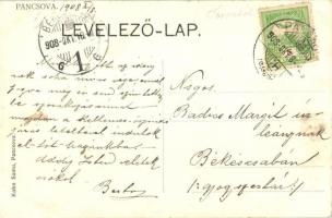 Pancsova, Pancevo; Kontilovics szálloda és étterem terasza pincérekkel. Kohn Samu kiadása / hotel an...