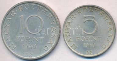 1948. 5Ft Ag "Petőfi" + 10Ft "Széchenyi" T:2
