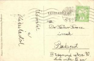 Humoros világháborús grafikai lap. Magyar krampusz katona az Antant hatalmak ellen. kiadja a Magyar ...