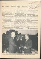 1986 Papp László aláírása születésnapi emlékújság első oldalán