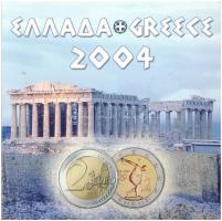 Görögország 2002-2004. 1c-2E (8x) forgalmi sor Olimpia karton tokban T:1 Greece 2002-2004. 1 Cent - 2 Euros (8x) coin set, Olympics in cardboard case C:UNC