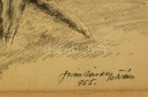Szász Károly István (1909-1979): Korhadt fa a Széchenyi hegyen. Ceruza, papír, jelzett, üvegezett ke...