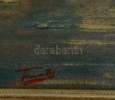 Toretti jelzéssel: Tengeri kikötő. Olaj, vászon, keretben, 37×47 cm