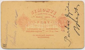 cca 1870-1880 Pártos Gyula (1845-1916) építész, keményhátú fotó, Pest, Simonyi, foltos, 10x6 cm.
Pá...