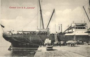 A Caronia kivándorló hajó Fiume kikötőjében. Reis Isidor kiadása / Cunard Linie SS Caronia / immigration ship in the port of Fiume