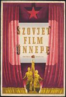 1953 Gábor Pál (1913-1993): Szovjet Film Ünnepe, villamos plakát, 23,5x16,5 cm