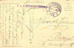 1915 Sanitäts-Autokolonne. Weltkrieg 1914-1916. / WWI K.u.K. military postcard, military ambulance a...