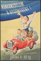 cca 1950 Káldor László (1905-1963): Kereskedelem a gyermekért! villamos plakát, 23,5x16 cm