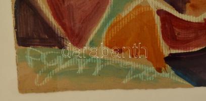 Cs. Németh Miklós (1934-2012): Női fej, tempera, papír, jelzett, üvegezett fém keretben, 32×32 cm