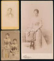 cca 1890-1900 Keményhátú portéfotók, különböző műtermekből, 10x6,5 és 21x11 cm közötti méretekben