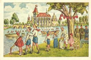 2 db MODERN magyar szocialista propaganda lap, úttörő mozgalom, május 1. / 2 MODERN Hungarian Socialist propaganda postcards, pioneer movement, May 1st