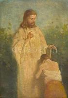Kümmerle Pál (1873-?): Krisztus békéje. Olaj, karton, jelzett, keretben, 25×19 cm