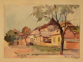 Tipary Dezső (1887-1967): Utcarészlet. Akvarell, papír, jelzett, 33×46 cm