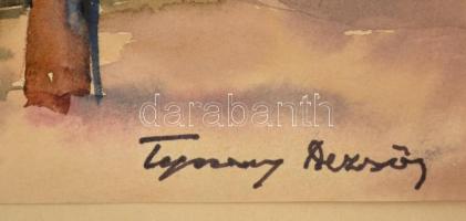 Tipary Dezső (1887-1967): Utcarészlet. Akvarell, papír, jelzett, 33×46 cm