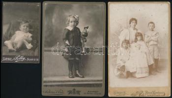 cca 1860-1890 Vegyes keményhátú fotótétel, 11 db, gyermekfotók, Bp. Singberger Béla (2 db), Miskolc ...