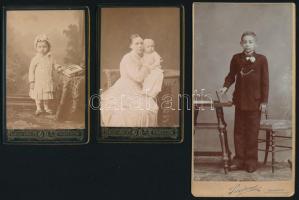 cca 1860-1890 Vegyes keményhátú fotótétel, 11 db, gyermekfotók, Bp. Singberger Béla (2 db), Miskolc ...