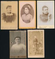 cca 1860-1890 Vegyes keményhátú fotótétel, 10 db, női portrék, Arad Ravasz Imre, Bp. Schmidt Ede, Es...