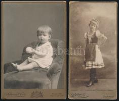 cca 1860-1890 Vegyes keményhátú fotótétel, 10 db, gyermek portrék, Ujpest Sellei Károly (3 db), Bp. ...