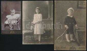 cca 1860-1890 Vegyes keményhátú fotótétel, 10 db, gyermek portrék, Ujpest Sellei Károly (3 db), Bp. ...